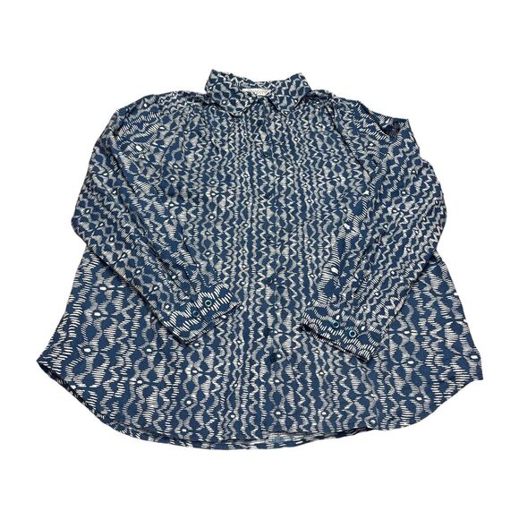 Roaman’s Button Up Long Sleeve Blue/White Comfortable Shirt Women’s Size Small - Picture 1 of 7